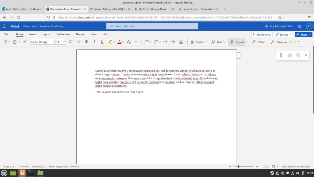 OneDrive doc in progress